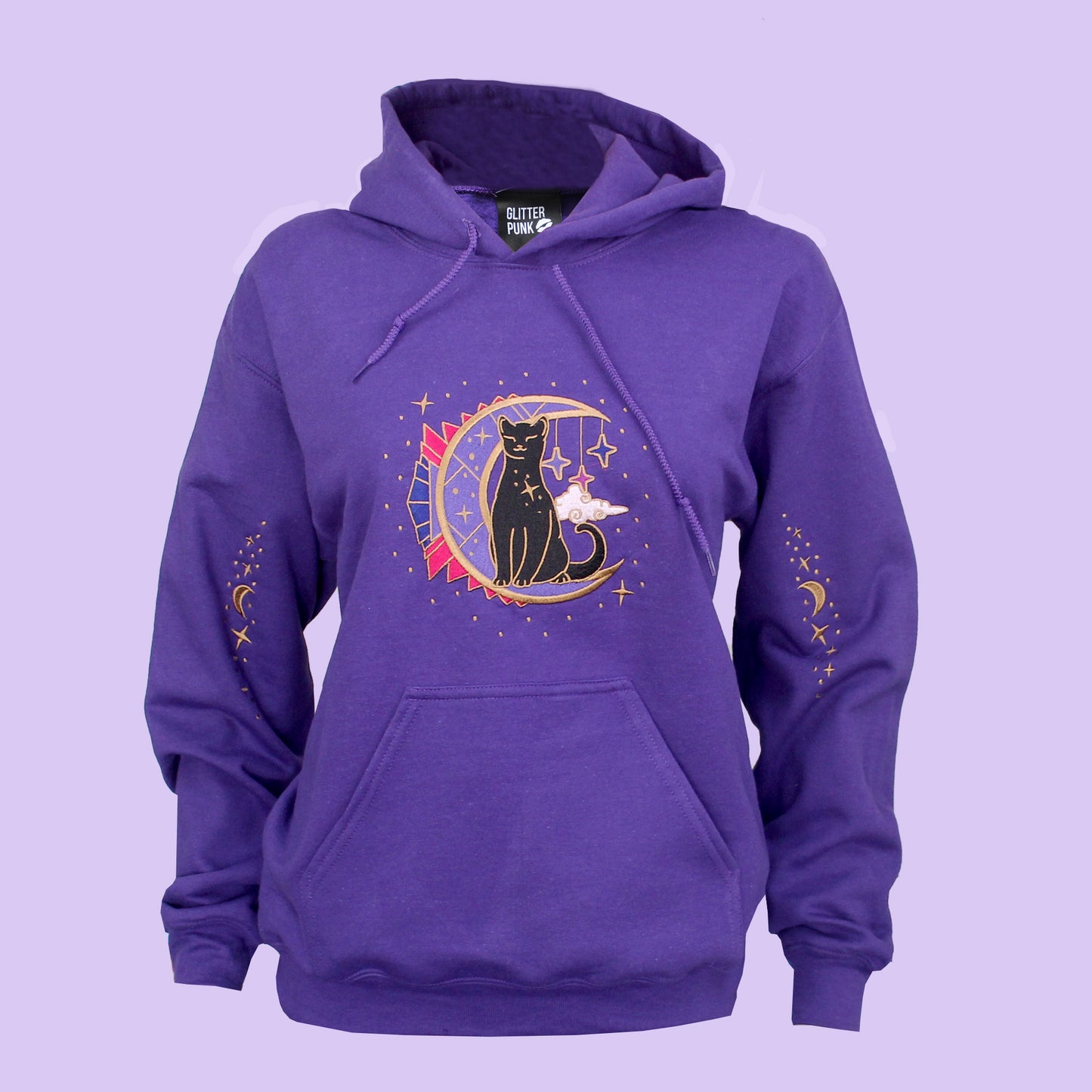 Deco Moon Cat Embroidered Hoodie