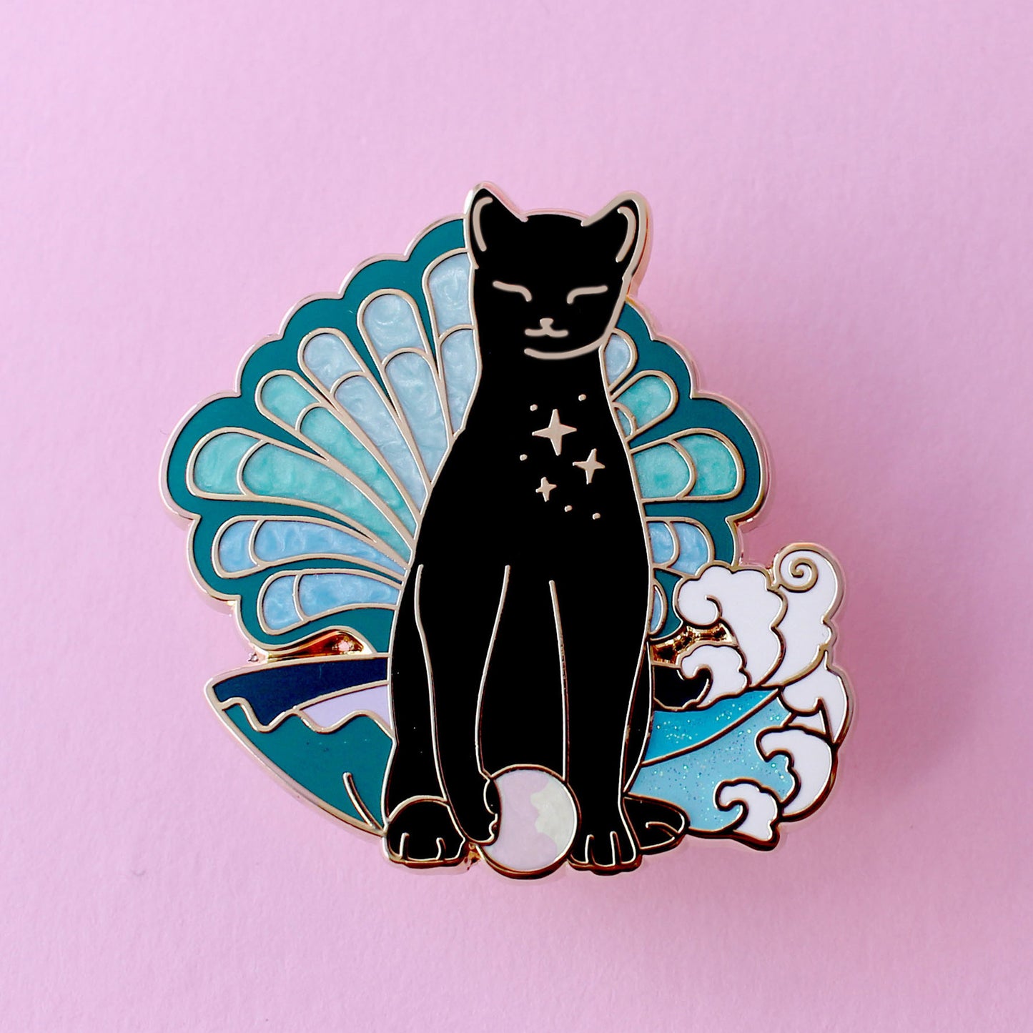Clam Cat Enamel Pin