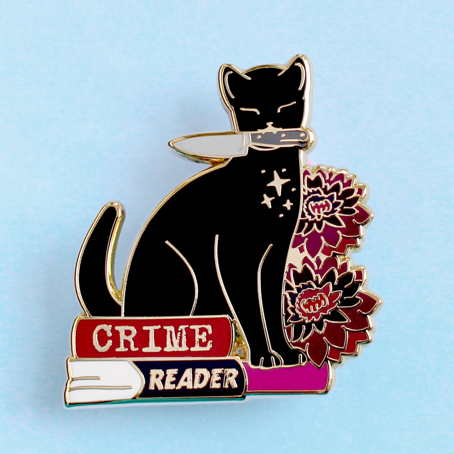 Crime Reader Cat Enamel Pin