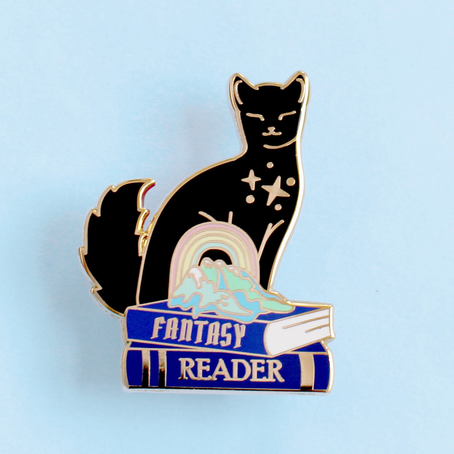 Fantasy Reader Cat Enamel Pin