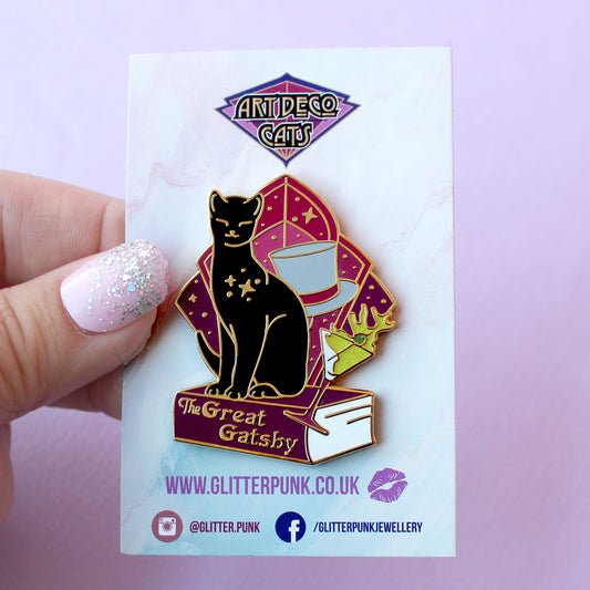 Great Gatsby Cat Enamel Pin