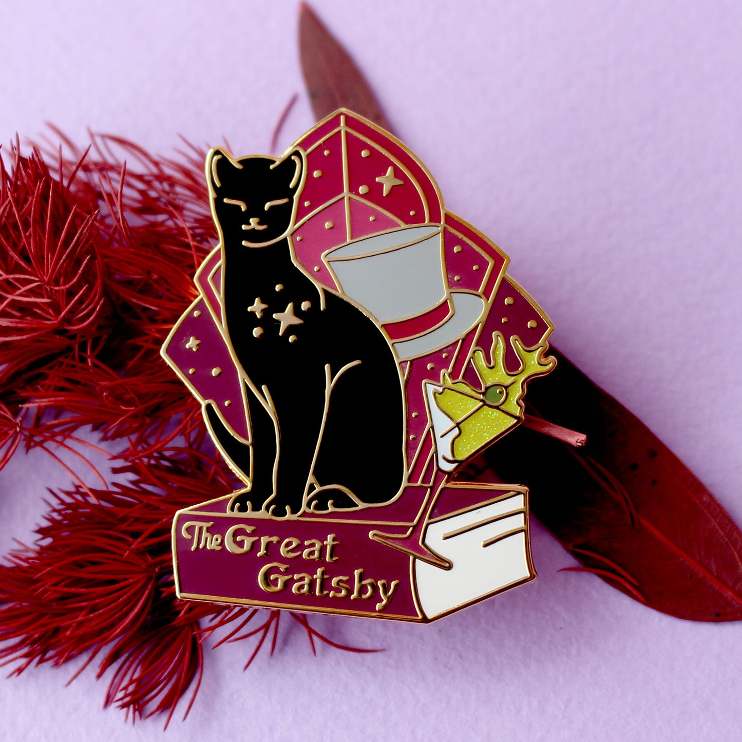 Great Gatsby Cat Enamel Pin