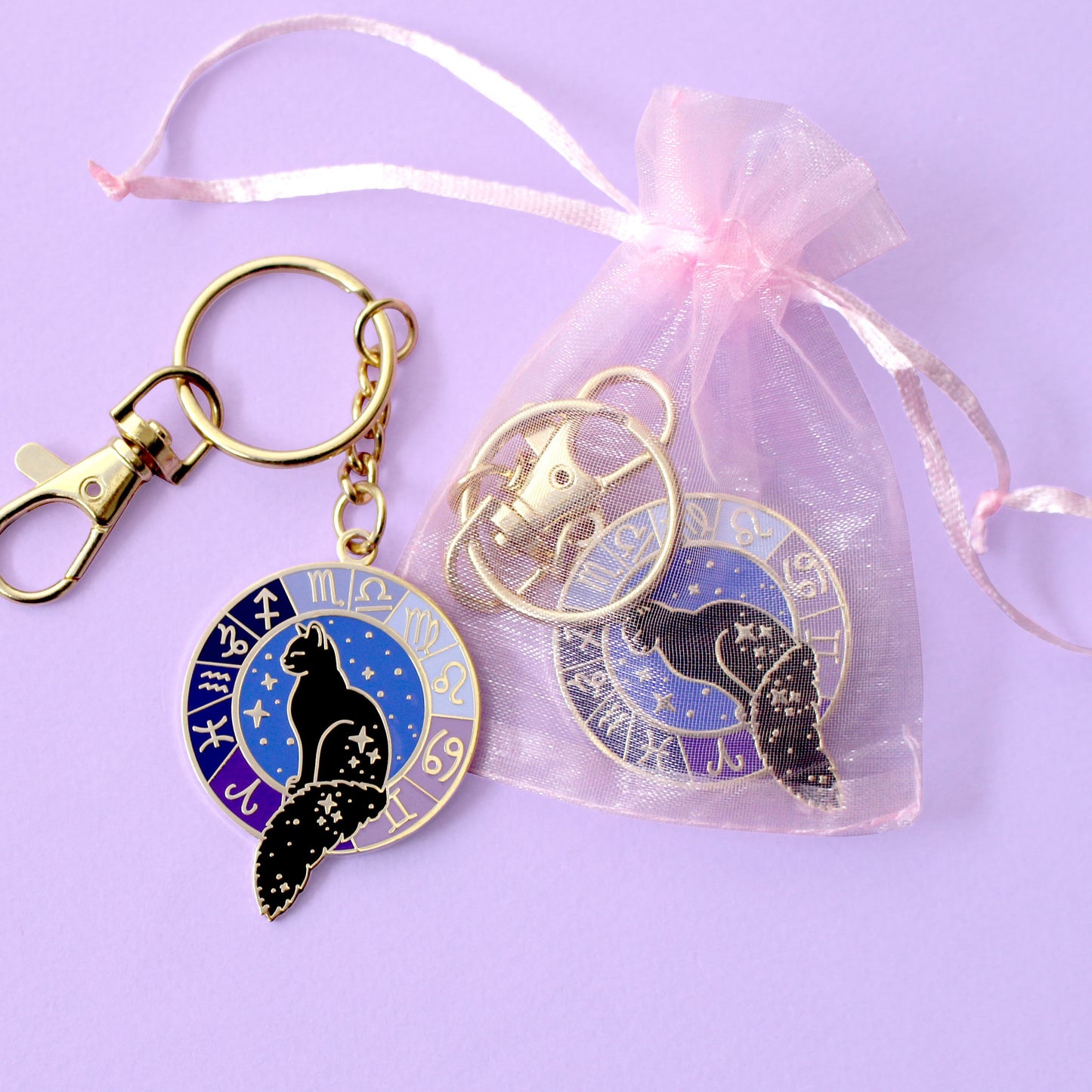 Zodiac Cat Key Chain