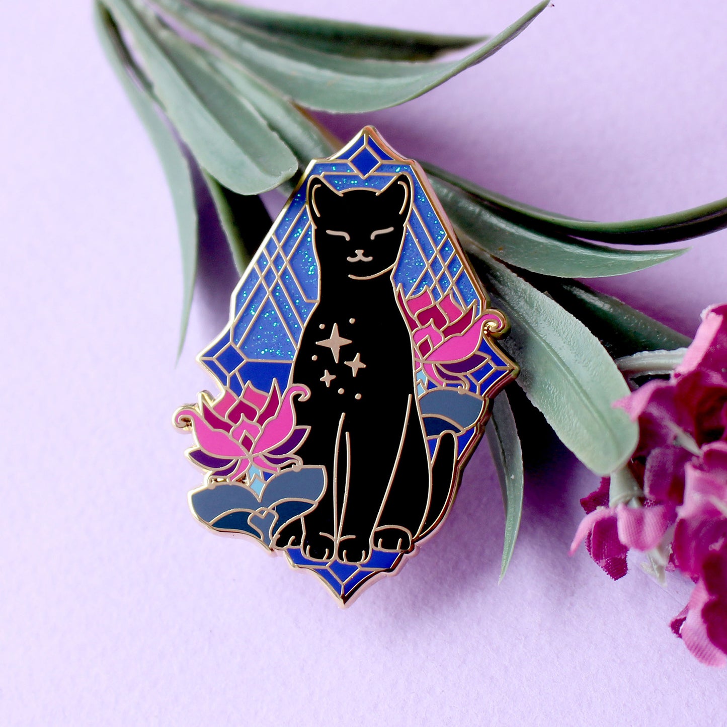 Lotus Cat Enamel Pin