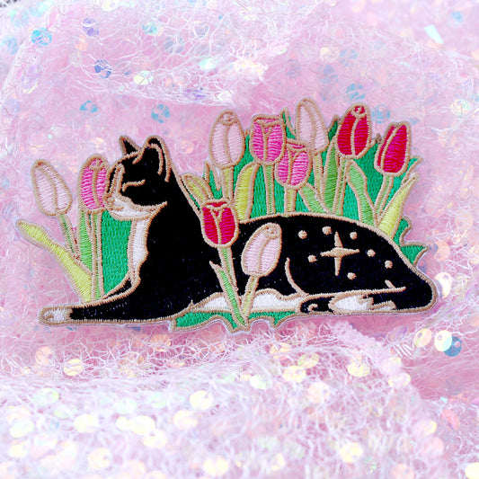 Tulip Cat Embroidered Patch