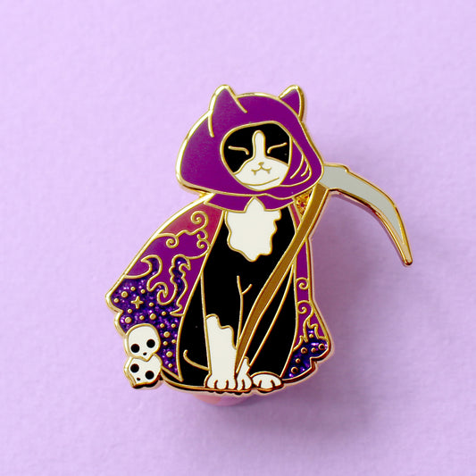 Grim Reaper Cat Enamel Pin – Halloween Collection
