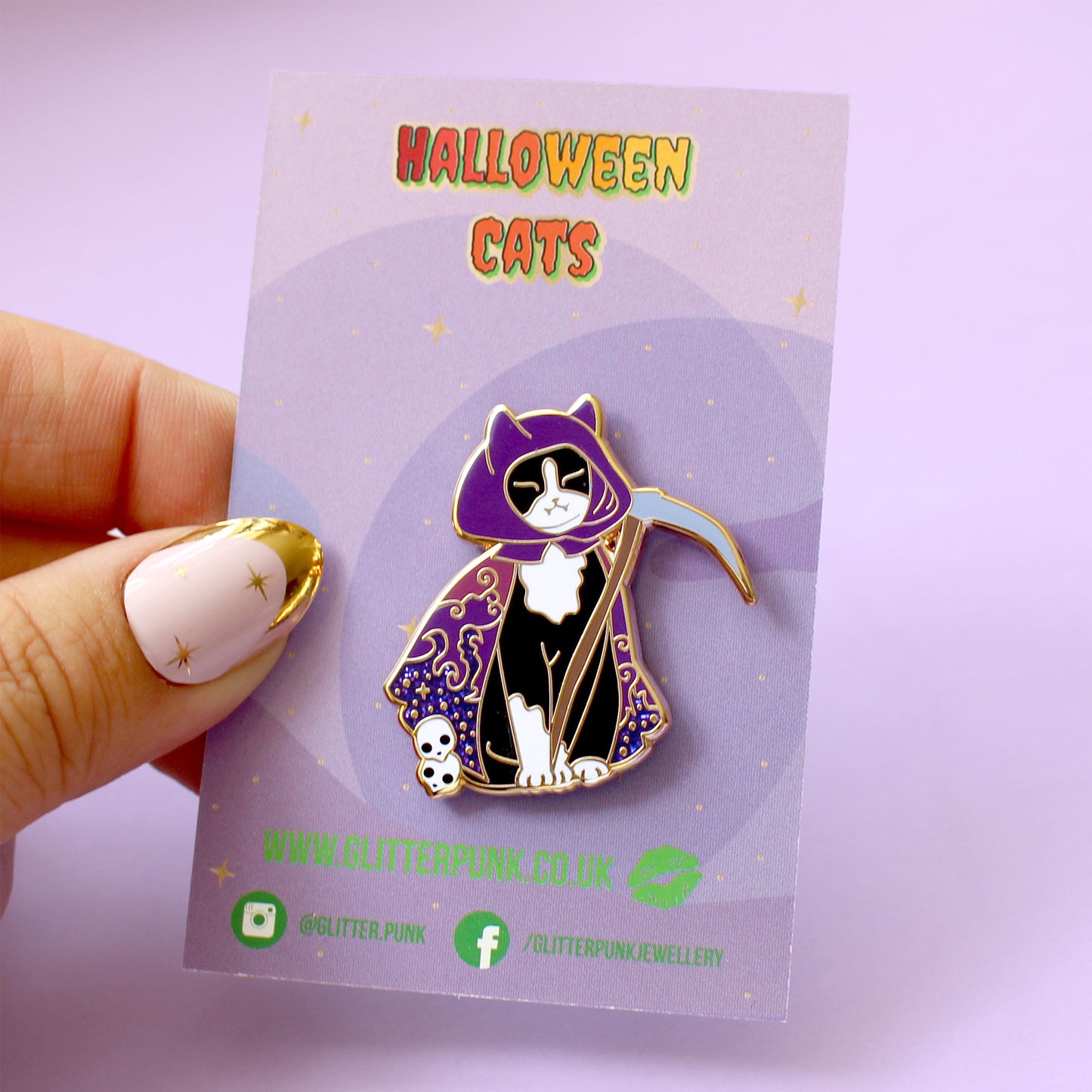 Grim Reaper Cat Enamel Pin – Halloween Collection