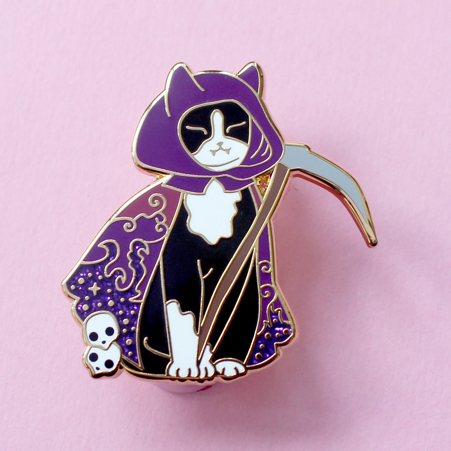 Grim Reaper Cat Enamel Pin – Halloween Collection