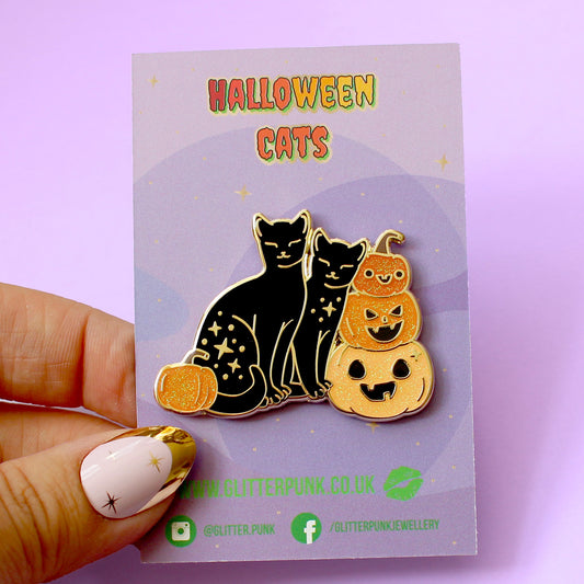 Pumpkin Cats Enamel Pin – Halloween Collection