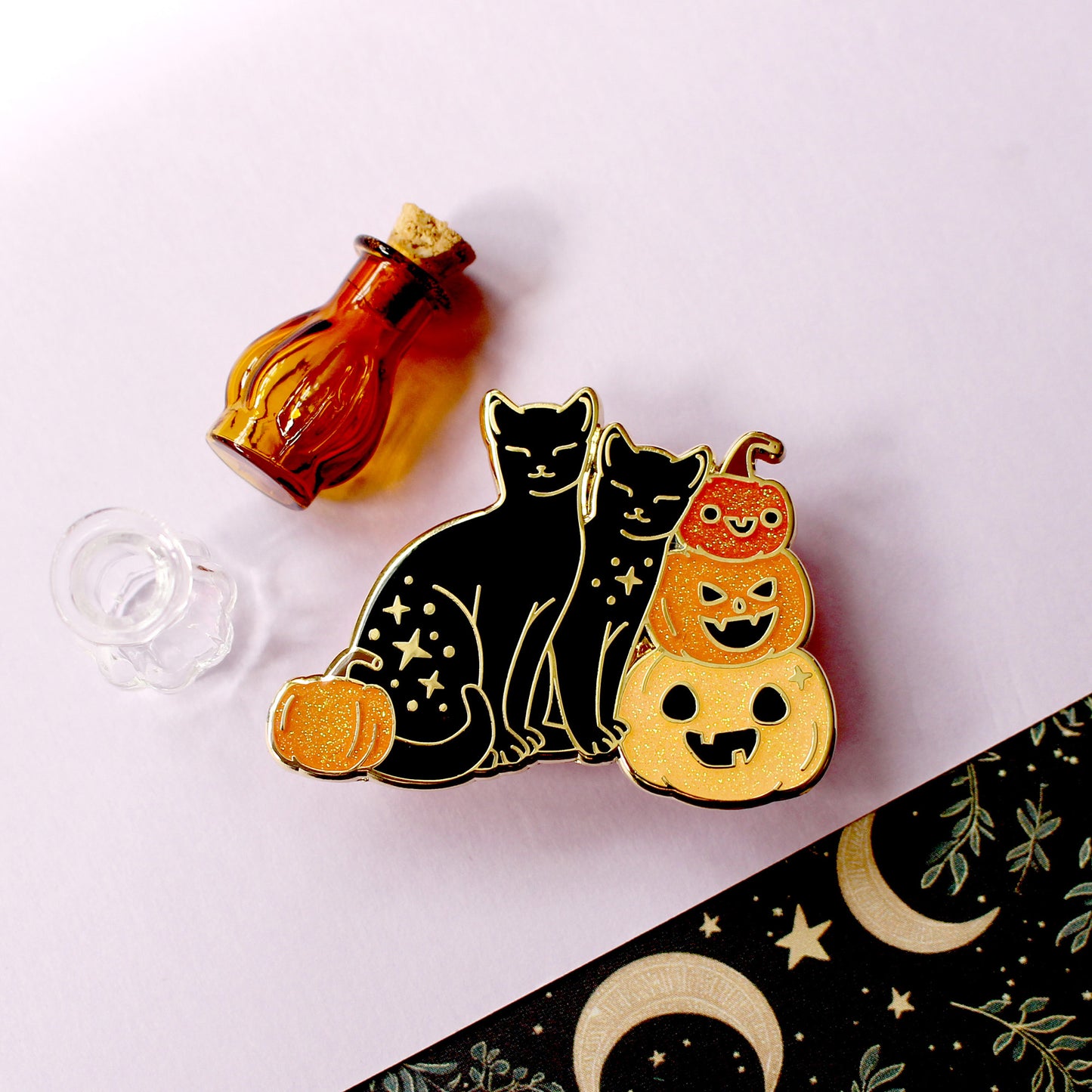Pumpkin Cats Enamel Pin – Halloween Collection