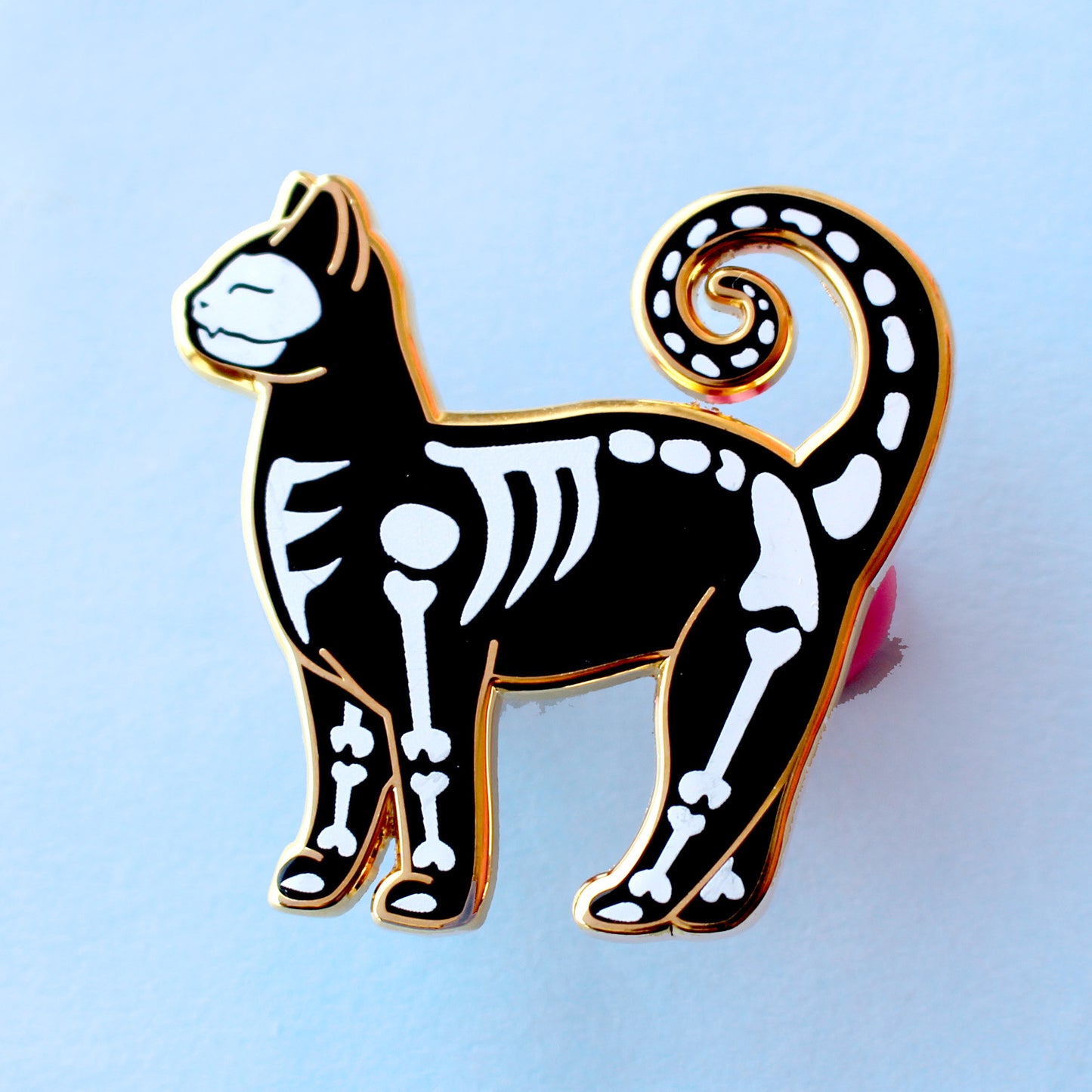 Skeleton Cat Enamel Pin – Halloween Collection