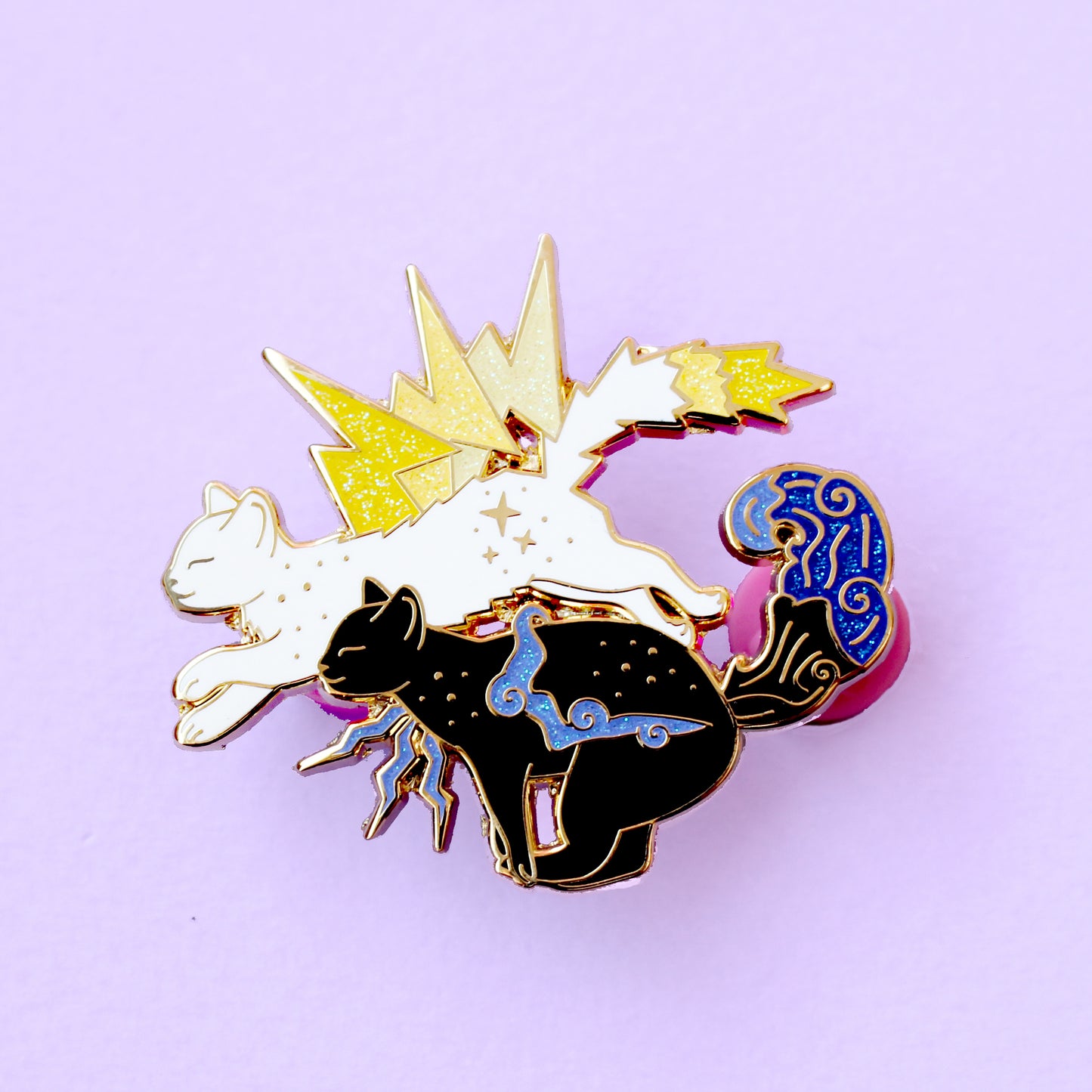 Thunder & Lightning Cats Enamel Pin - Climate Cats