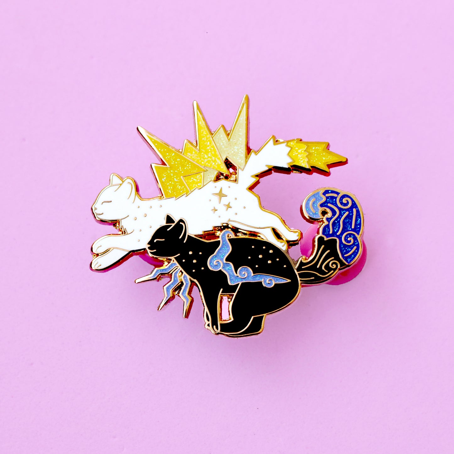 Thunder & Lightning Cats Enamel Pin - Climate Cats