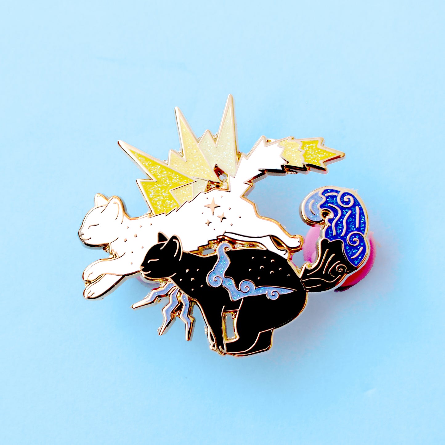 Thunder & Lightning Cats Enamel Pin - Climate Cats