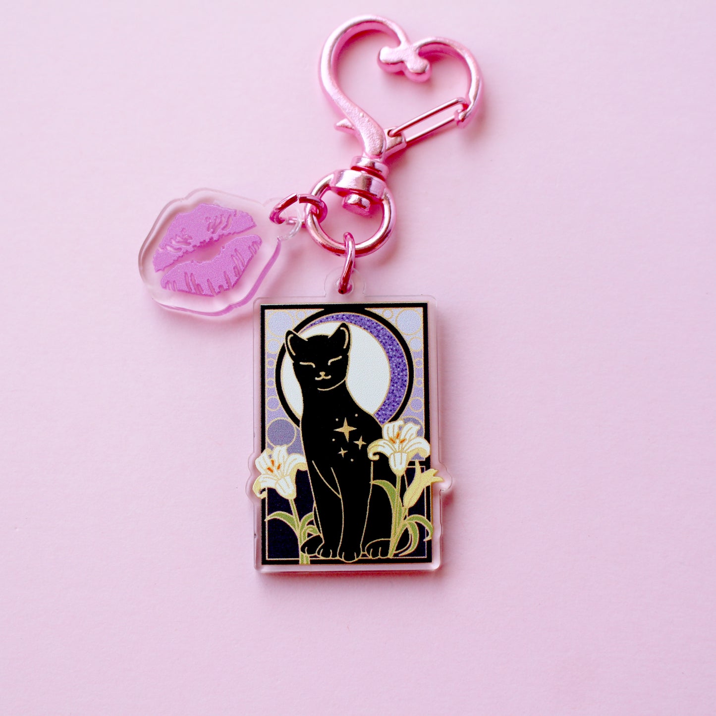 Art Nouveau Lily Cat Acrylic Key Chain