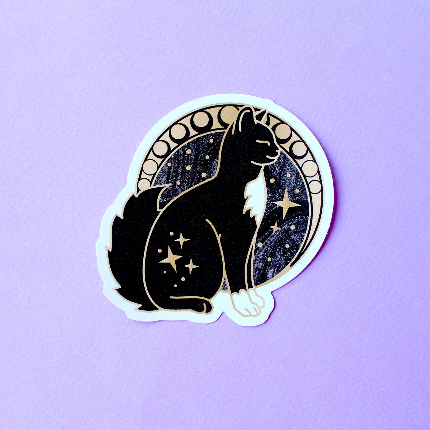 Art Nouveau Moon Cat Sticker