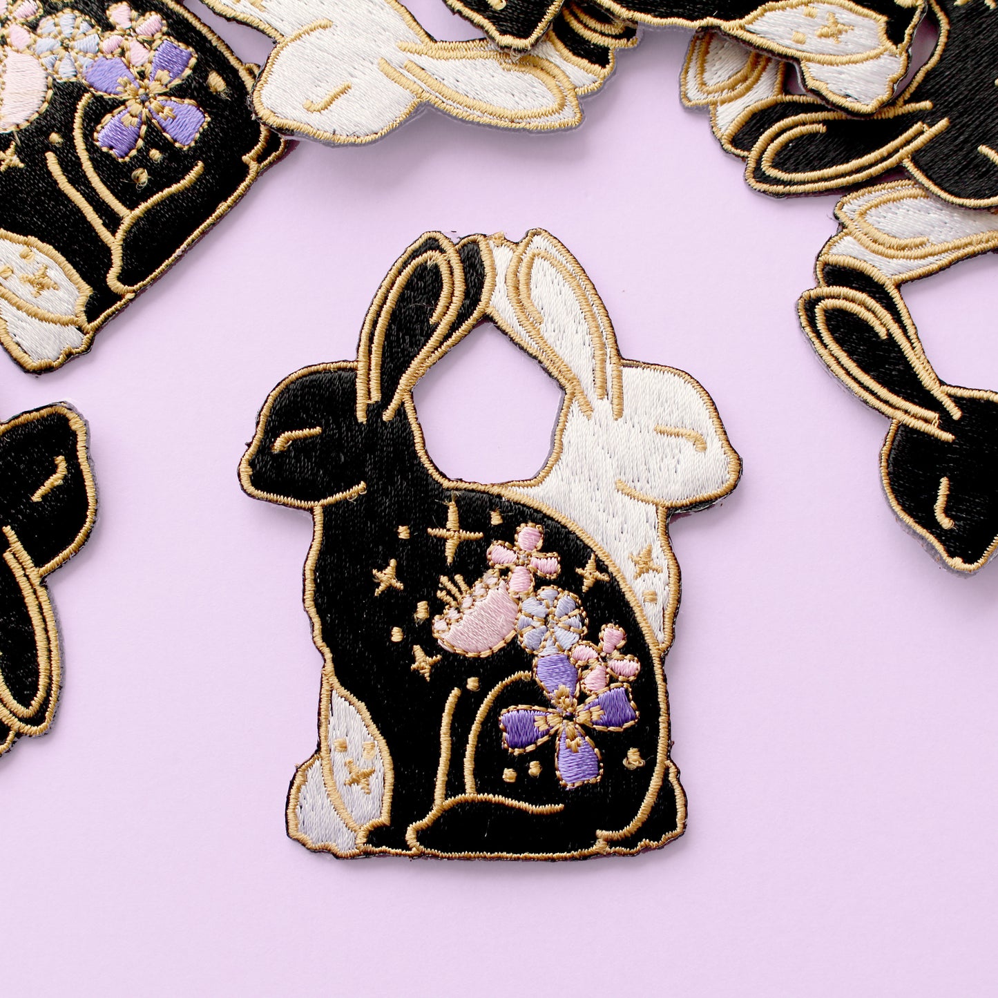 Floral Rabbits Embroidered Patch