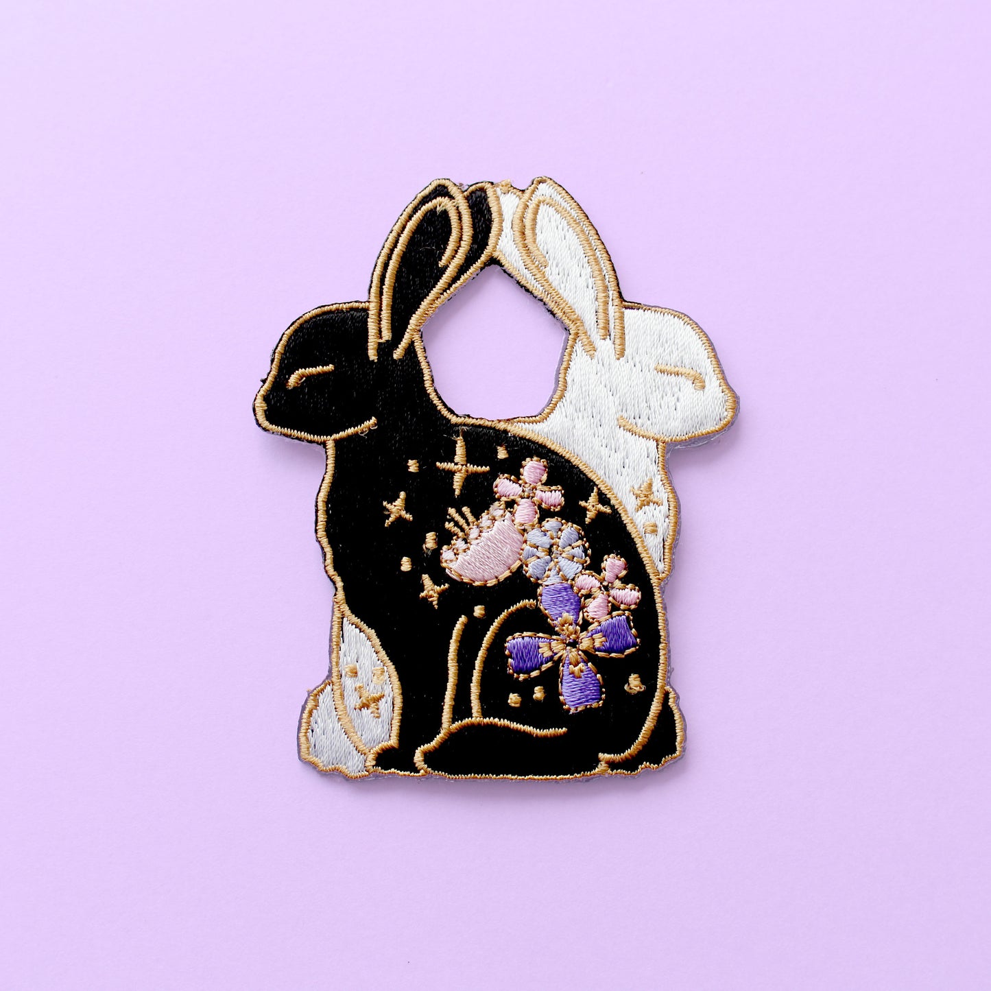 Floral Rabbits Embroidered Patch