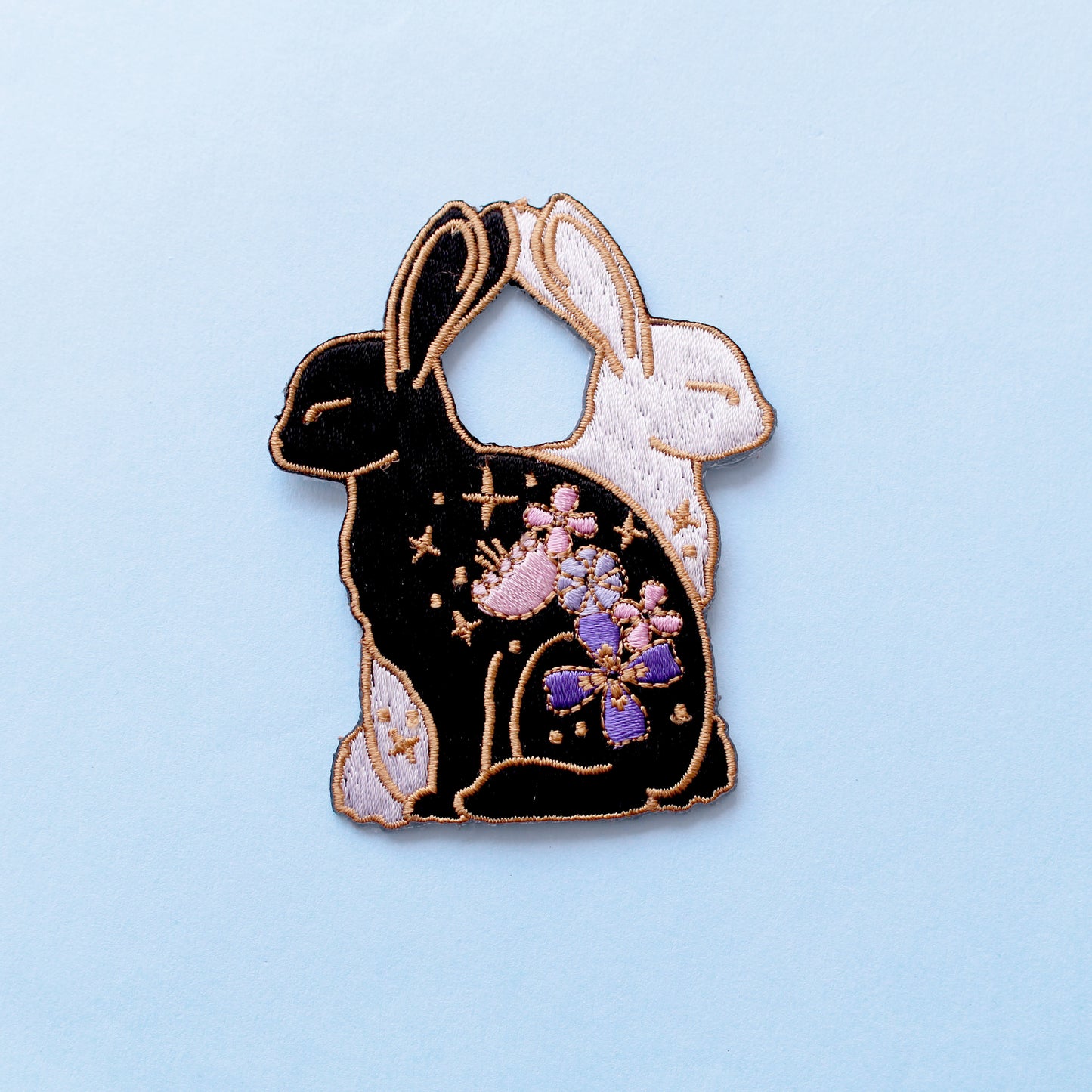 Floral Rabbits Embroidered Patch