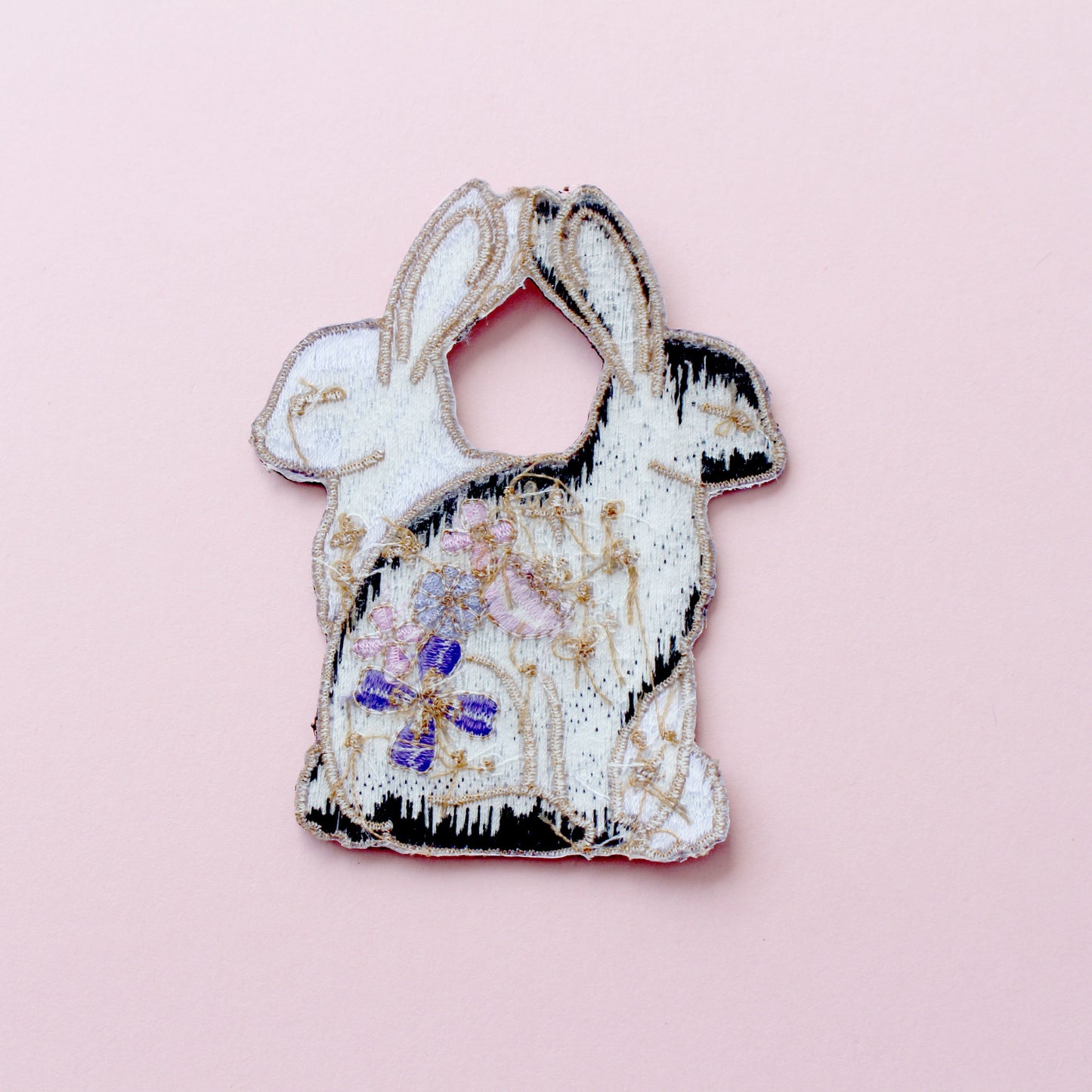 Floral Rabbits Embroidered Patch