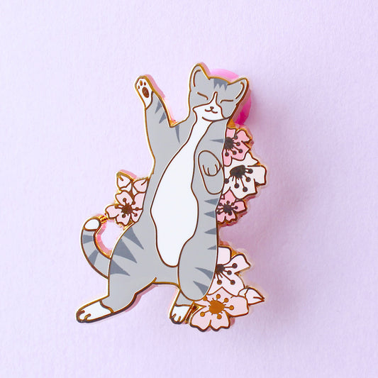 Silver Tabby Cat Enamel Pin