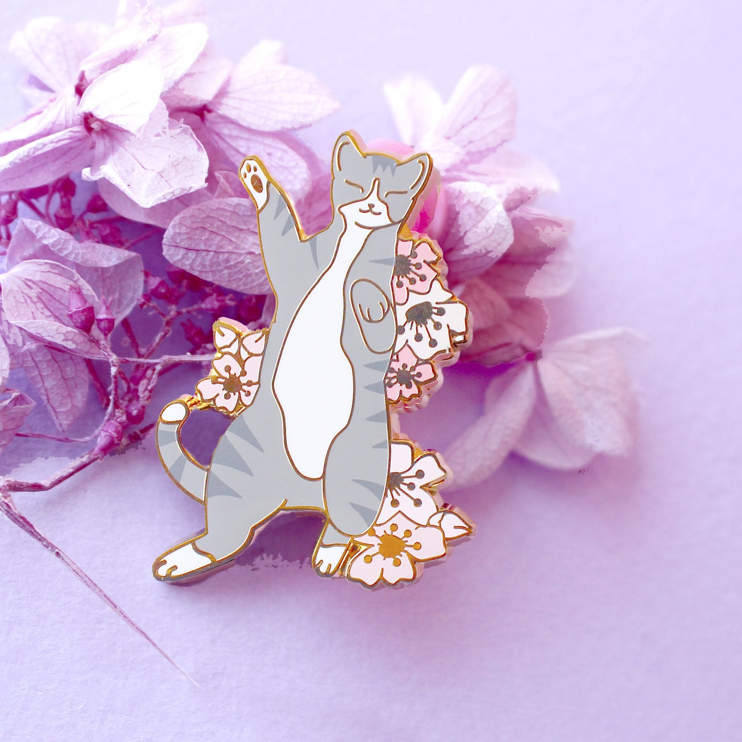 Silver Tabby Cat Enamel Pin
