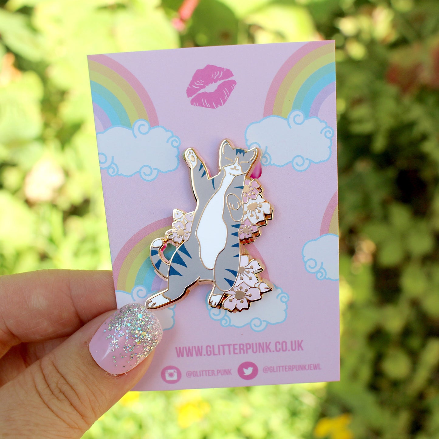Silver Tabby Cat Enamel Pin