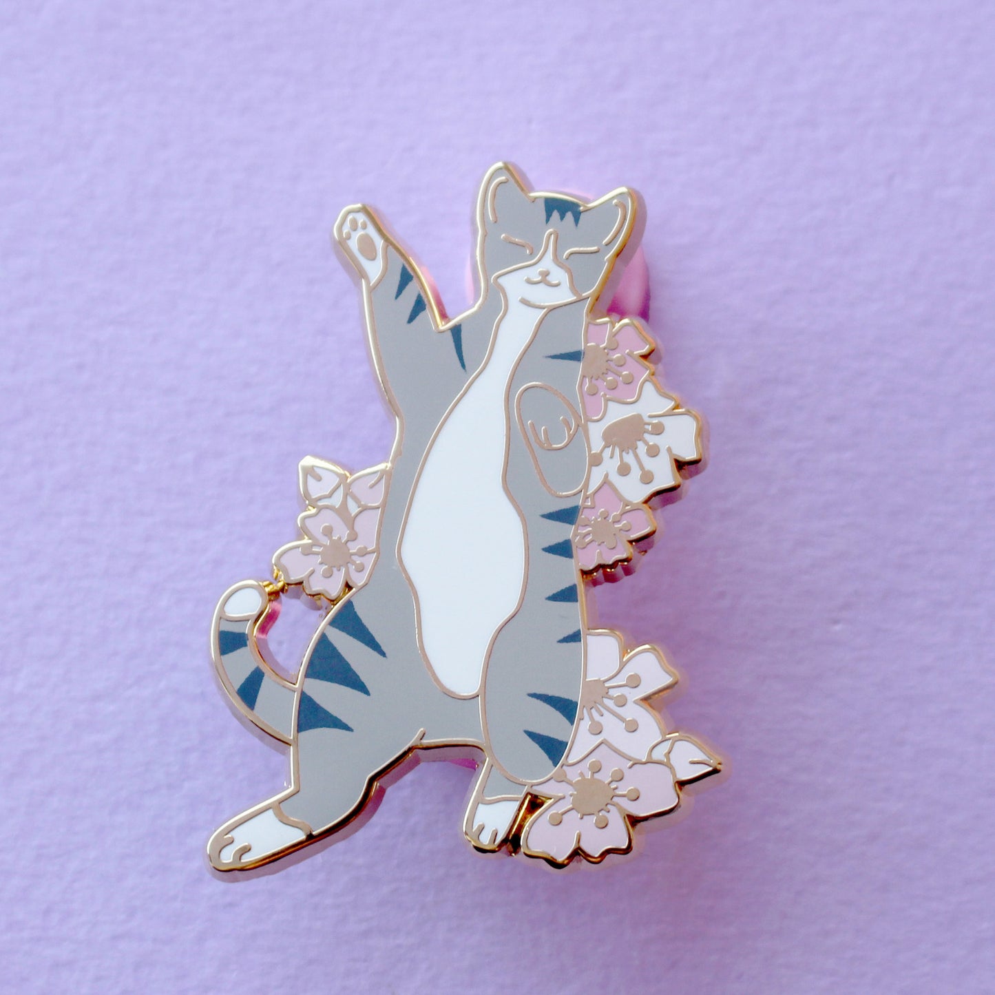 Silver Tabby Cat Enamel Pin