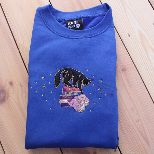 Book Hoarding Doesn't Count Embroidered Sweatshirt