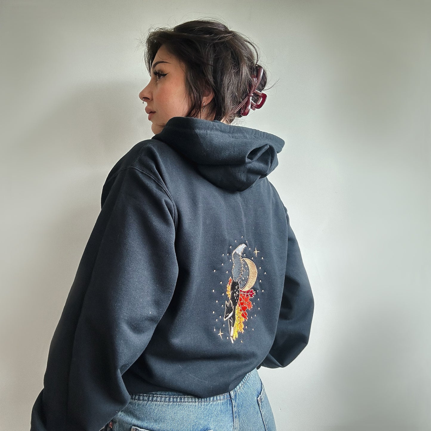 Fall Fox Embroidered Zip-up Hoodie