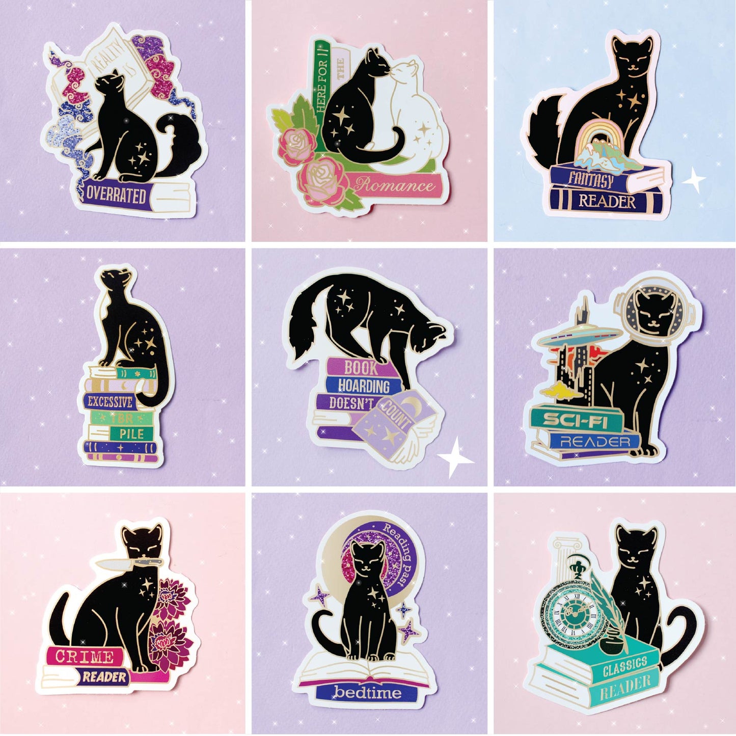 Book cats single stickers