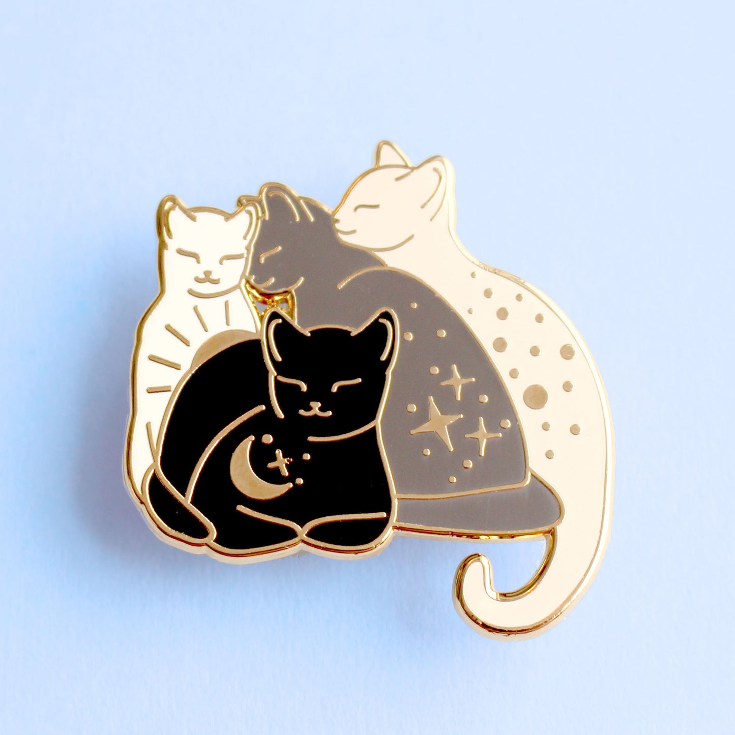 Cat pile enamel pin