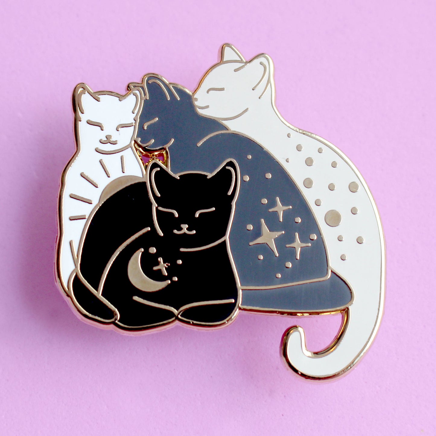 Cat pile enamel pin