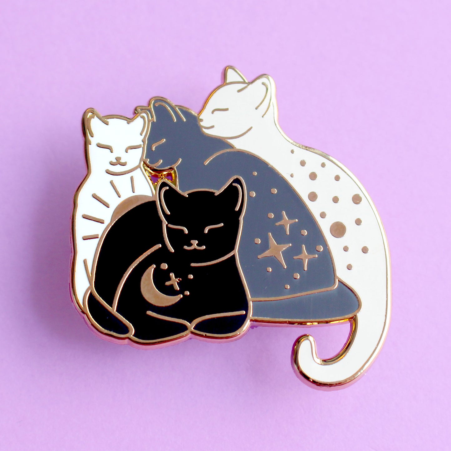 Cat pile enamel pin