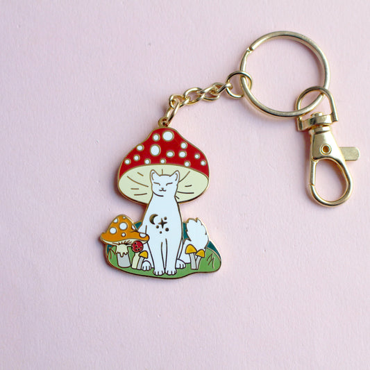 Mushroom Cat Key Chain