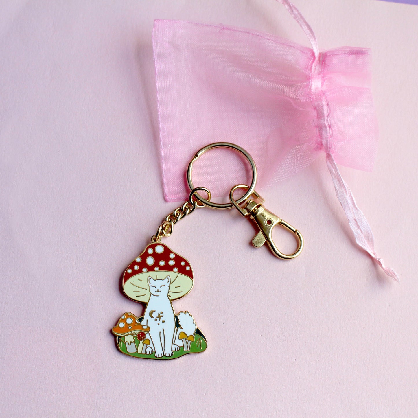 Mushroom Cat Key Chain