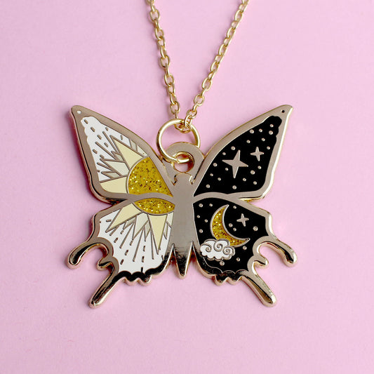 Yin and yang Butterfly Necklace