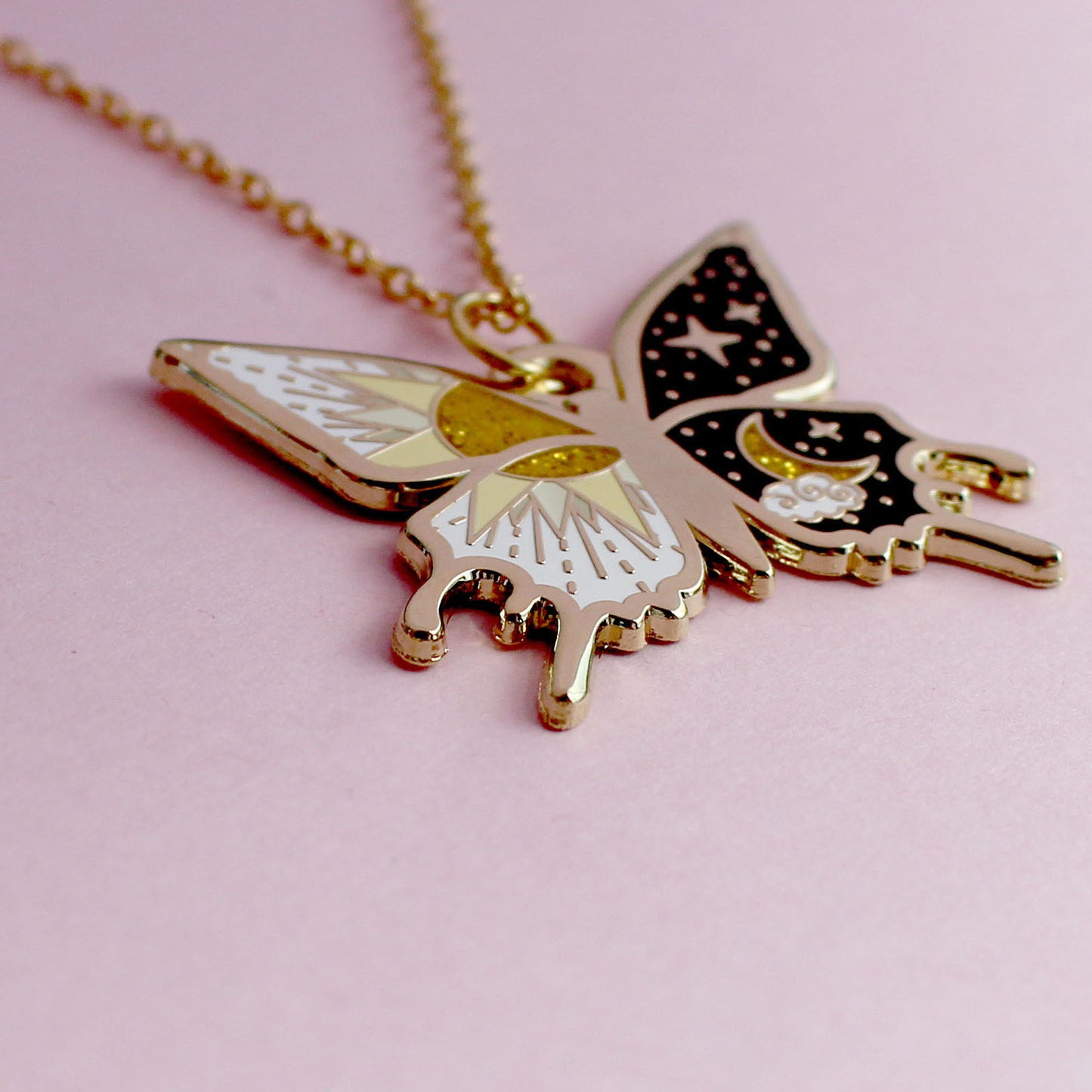 Yin and yang Butterfly Necklace