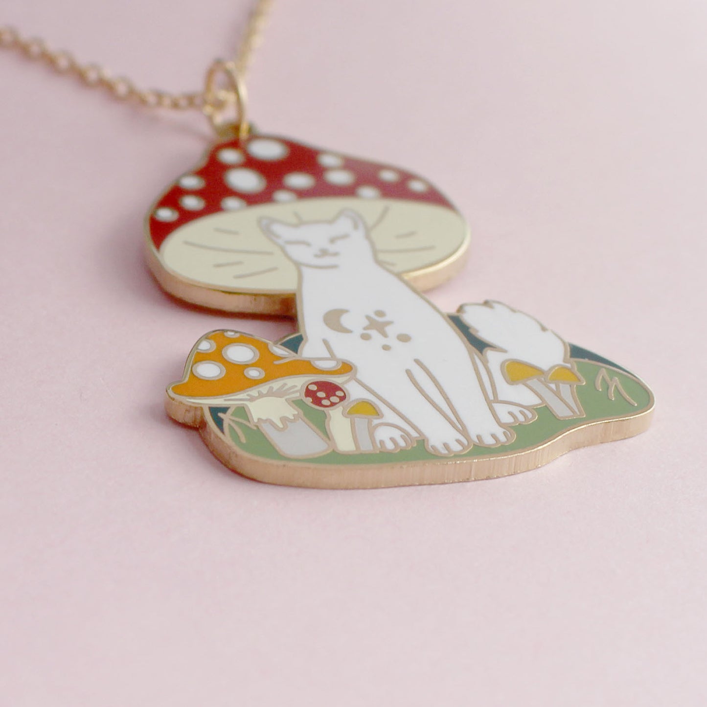 Mushroom Cat Necklace