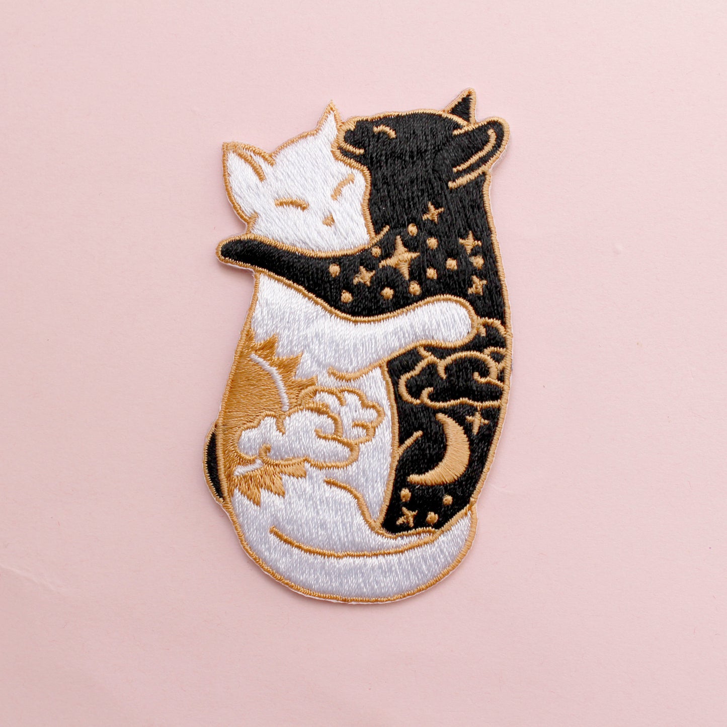 Day & Night Hugging Cats Iron-on Patch