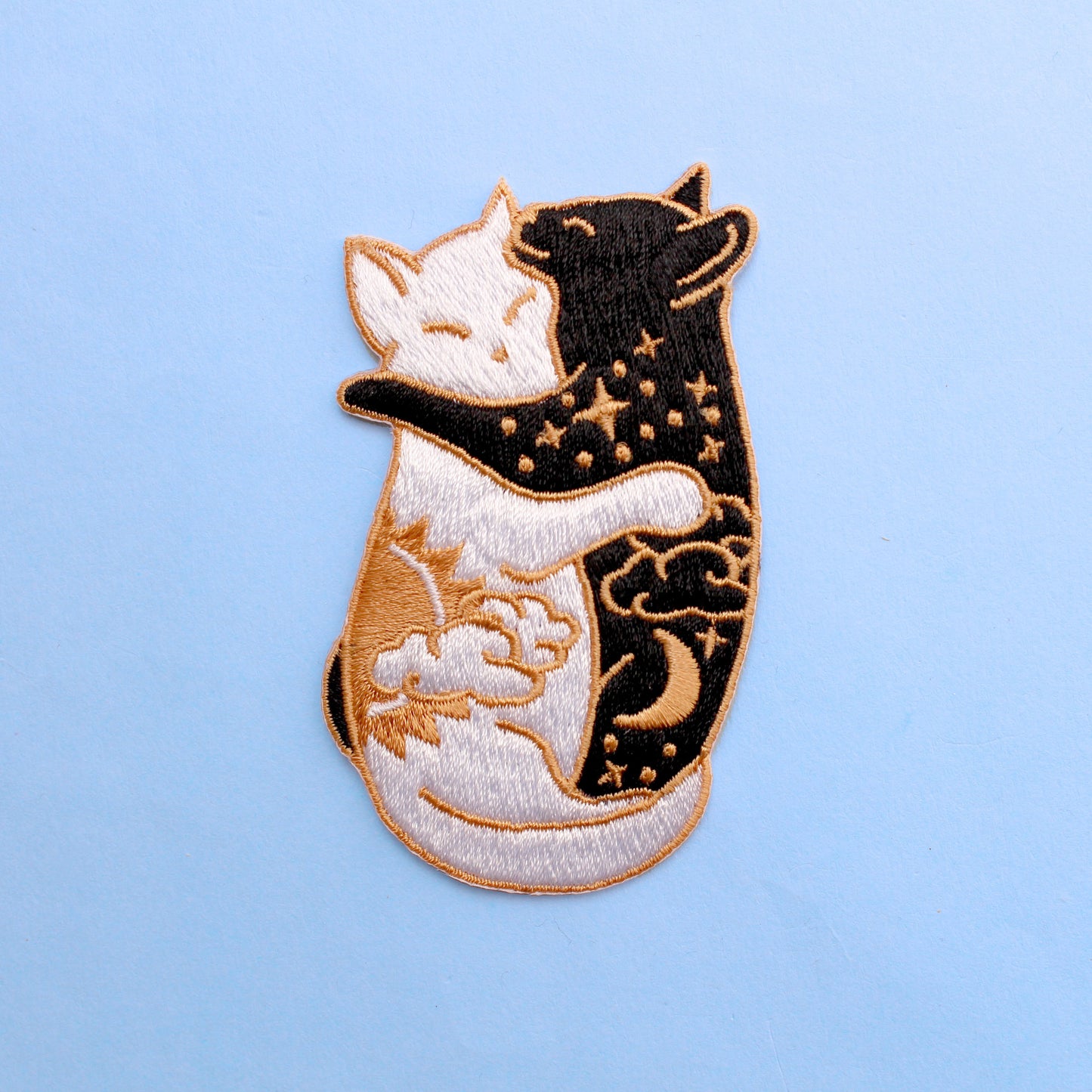 Day & Night Hugging Cats Iron-on Patch