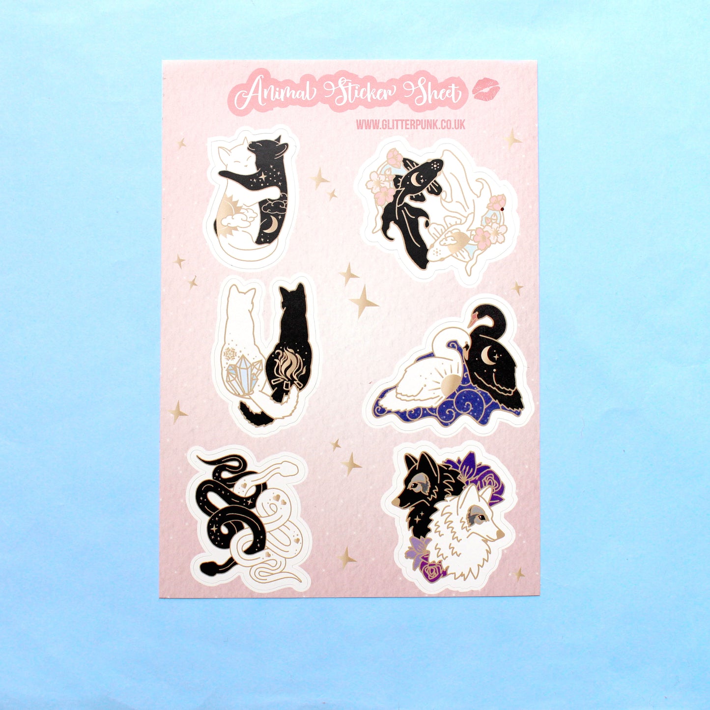 Black and White Animal Sticker Sheet