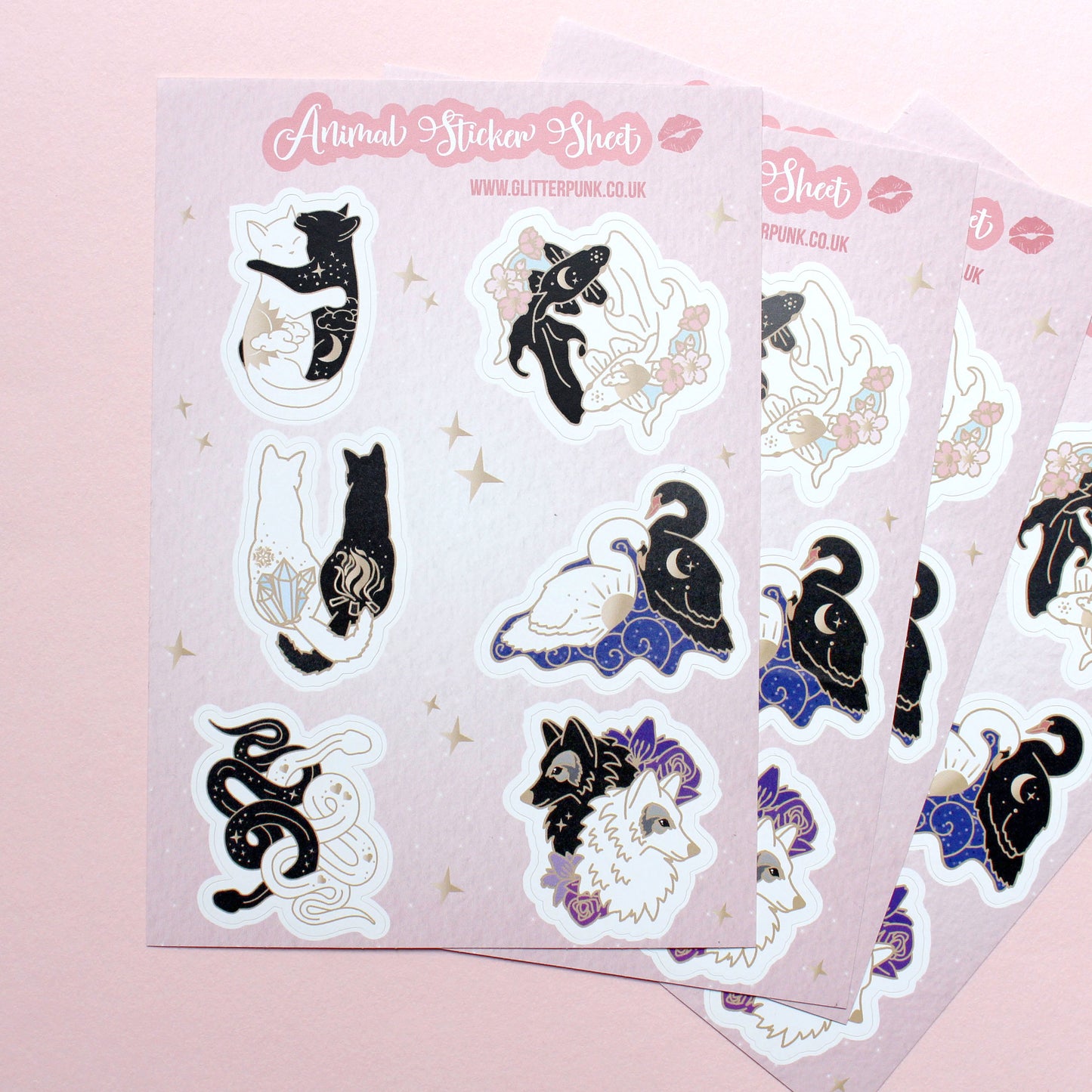 Black and White Animal Sticker Sheet