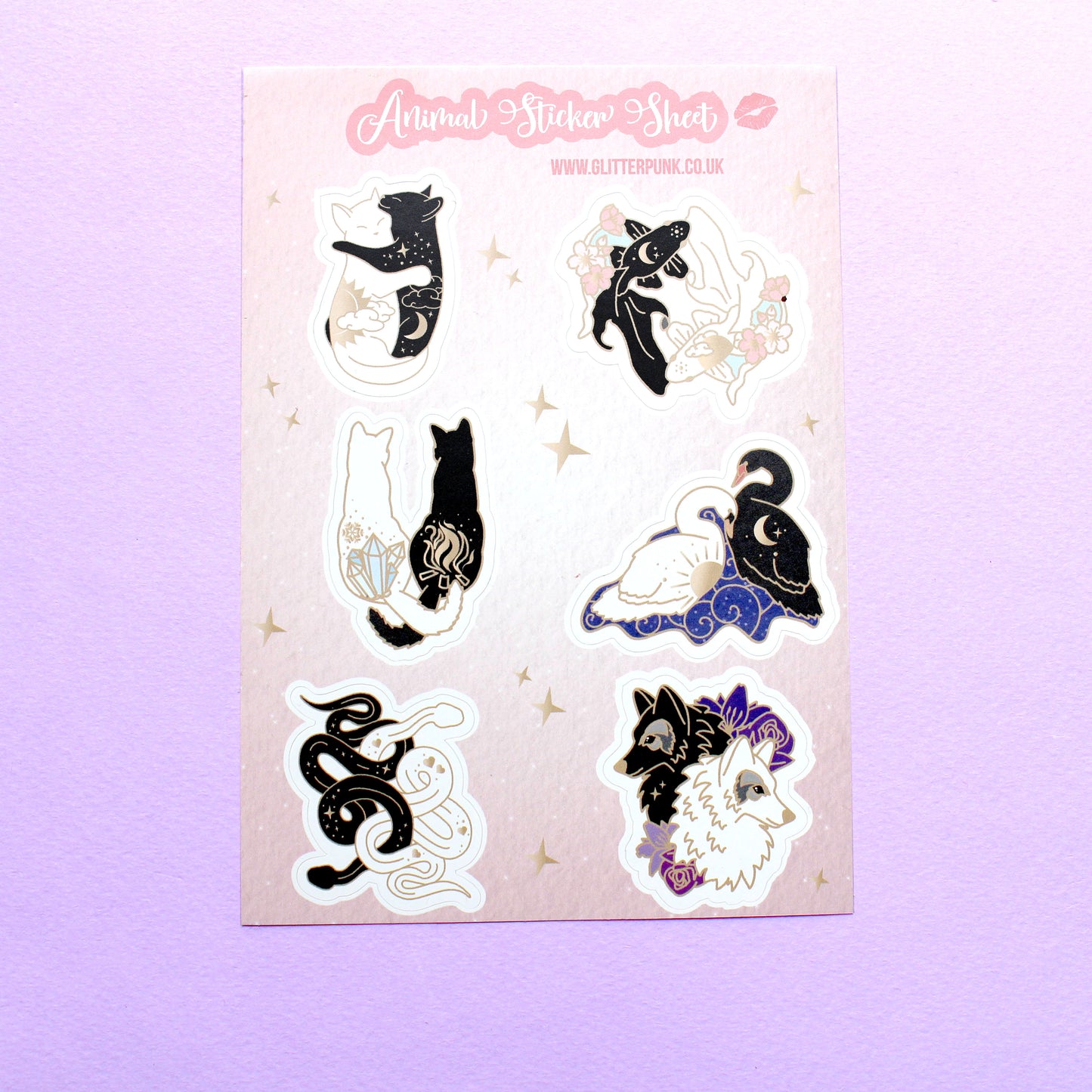 Black and White Animal Sticker Sheet