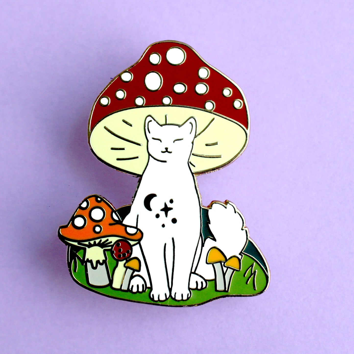 Mushroom Cat Enamel Pin