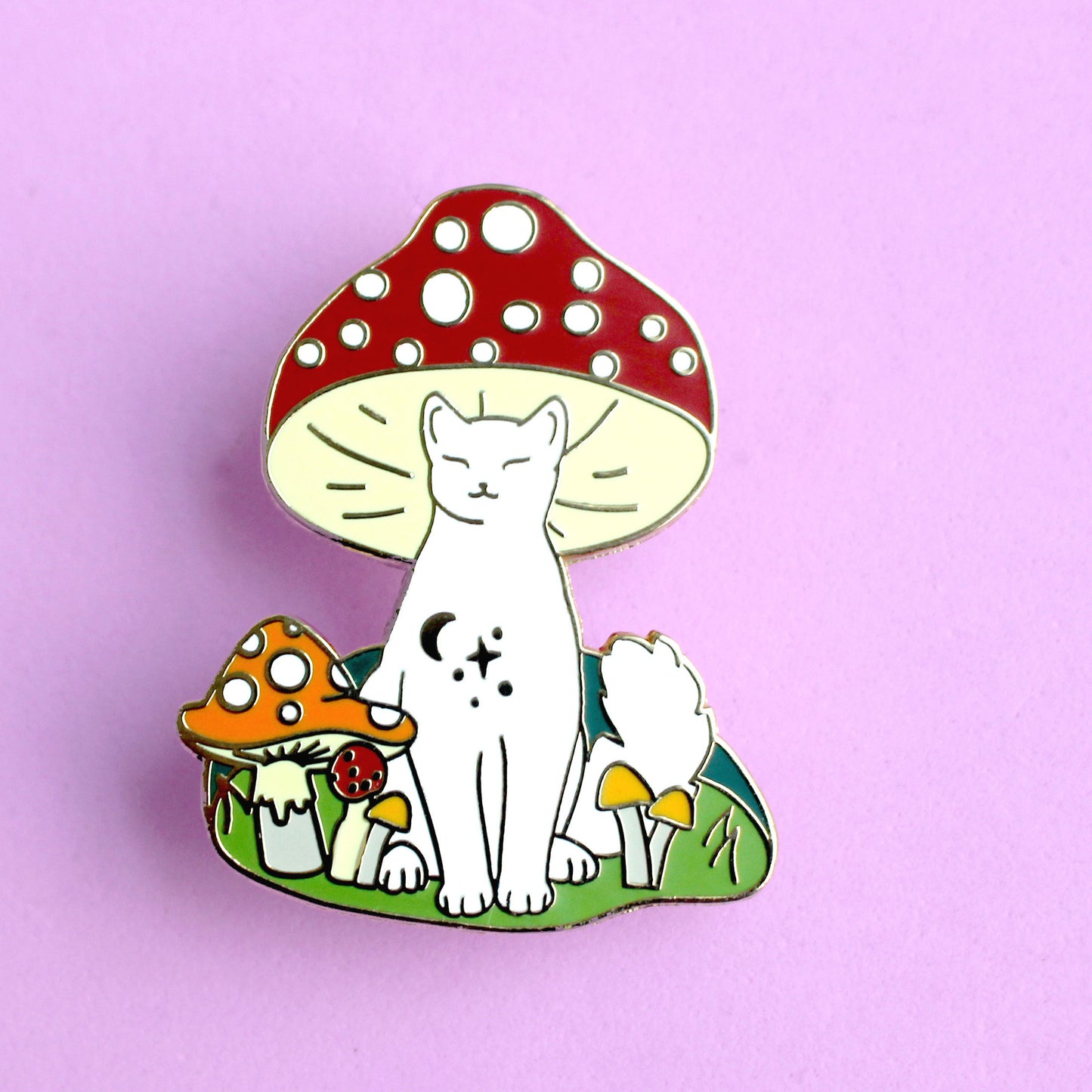 Mushroom Cat Enamel Pin