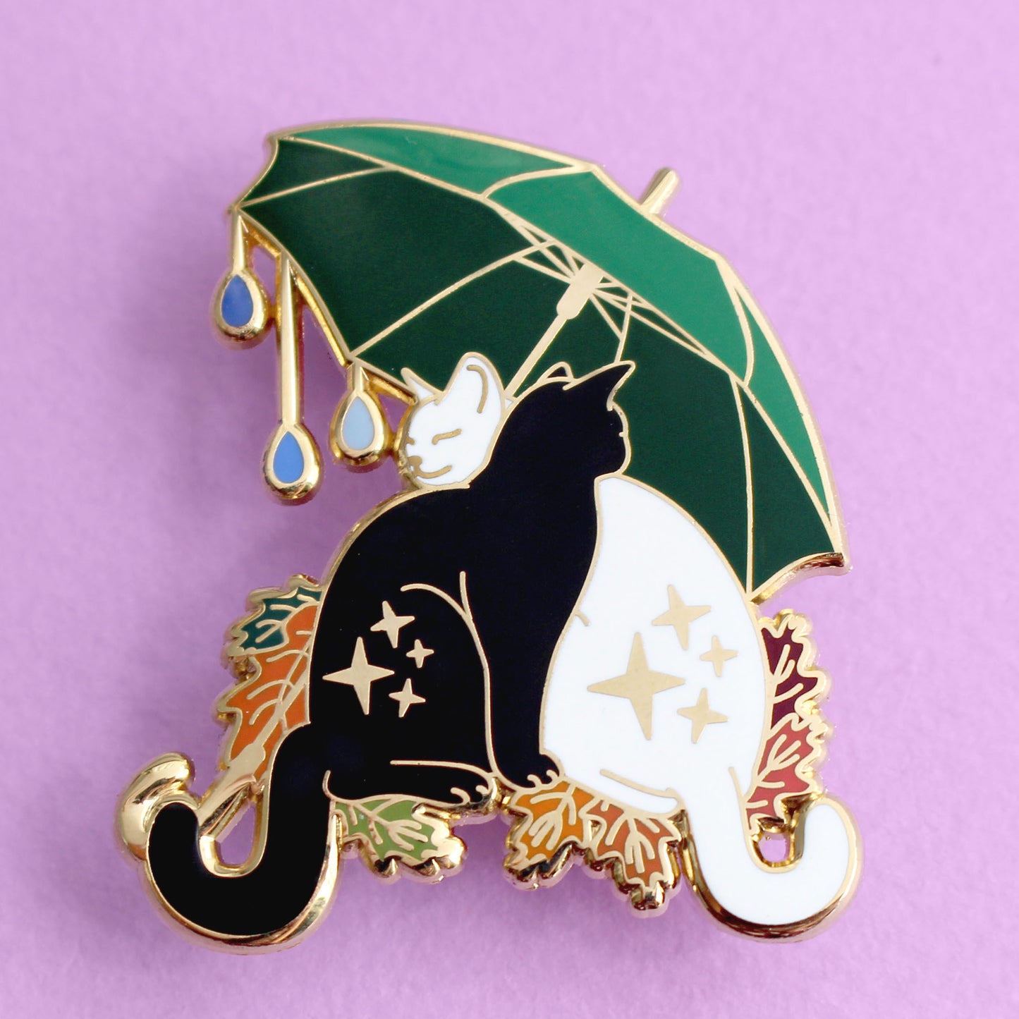 Umbrella cats enamel pin