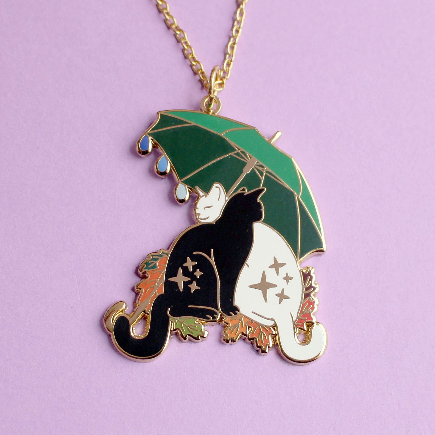 Umbrella Cats Necklace