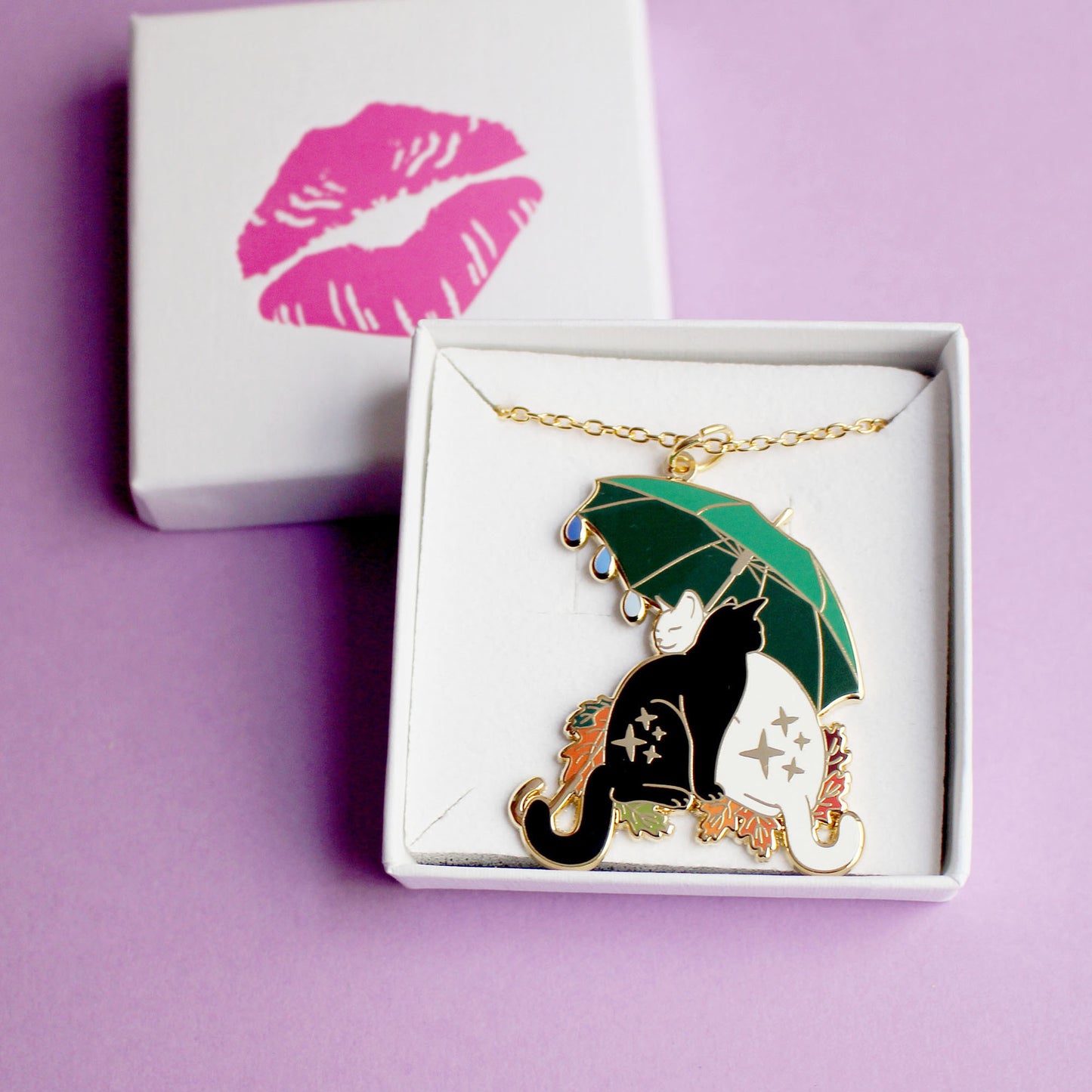 Umbrella Cats Necklace