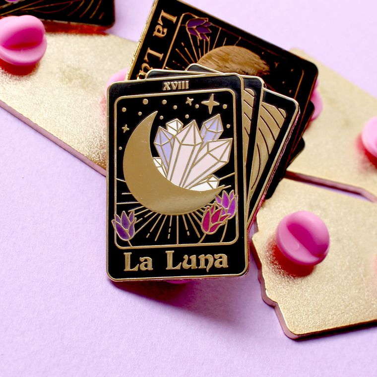 La Luna tarot card enamel pin